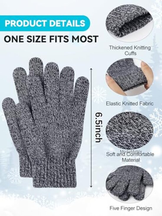 8 Pack Winter Hat and Gloves Set for Men Women Warm Beanies Knit Gloves Unisex main image 5
